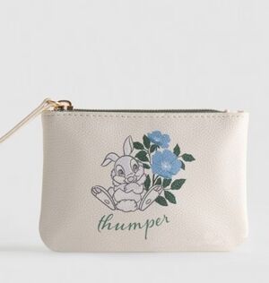 Thumper Cream Wristlet Pouch with Blue Floral Print, Primark